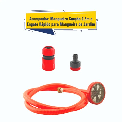Lavadora alta vaz�o 1 hp 840L/H 320 libras com carrinho e mangueira 10 m - LJ14L  110V