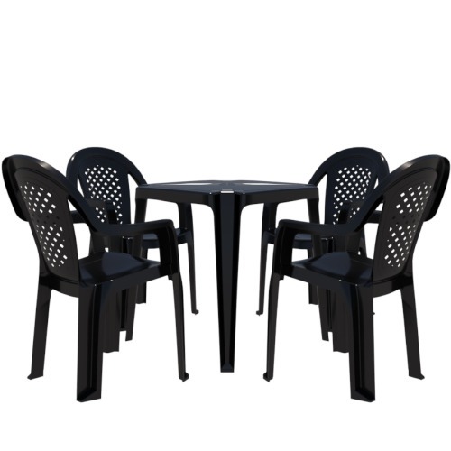 Conjunto de mesa Coruripe com 4 cadeiras pl�sticas com bra�o