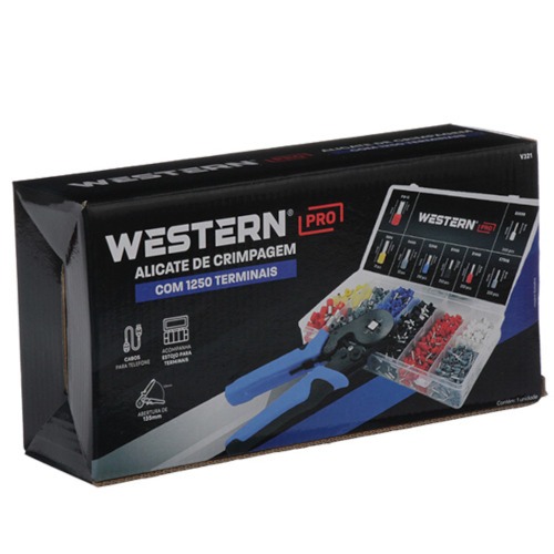 Alicate prensa terminais 0,25 mm a 10 mm com 1250 terminais - V321
