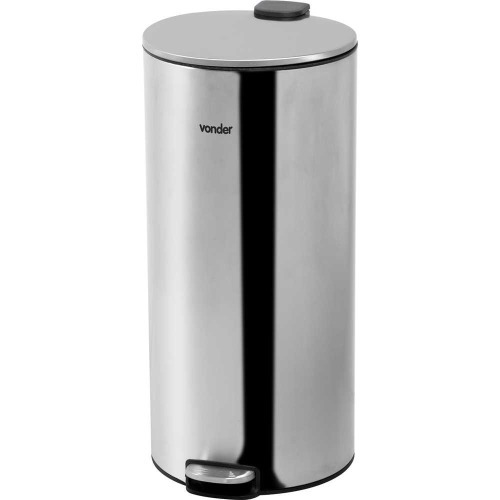 Lixeira inox 30L com pedal e balde cinza 