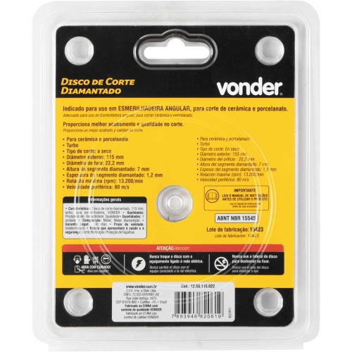 Disco diamantado turbo 115 mm para cer�mica e porcelanato