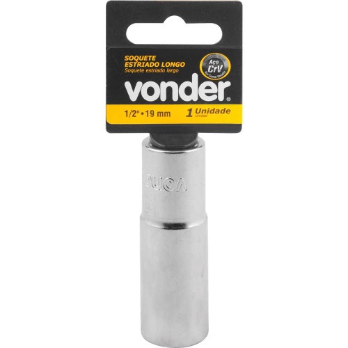 Soquete estriado longo 19 mm encaixe 1/2 Soquete estriado longo 19 mm encaixe 1/2