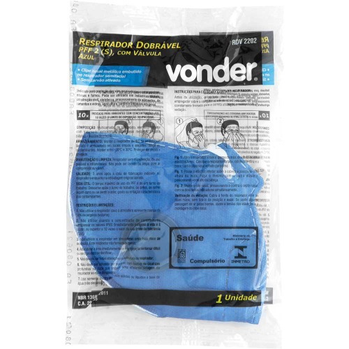 Máscara de proteção com válvula PFF2 RDV 2202 azul Máscara de proteção com válvula PFF2 RDV 2202 azul