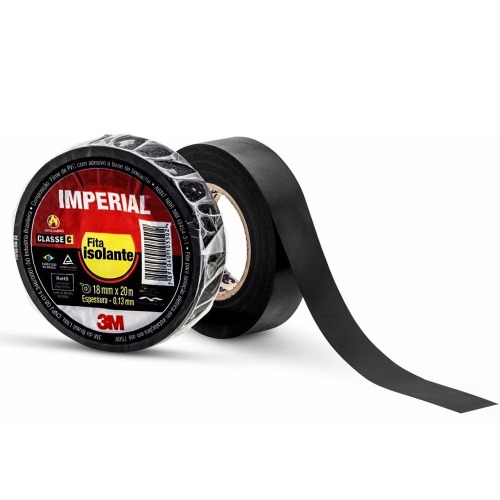 Fita isolante antichama 18 mm x 20 m preta - Imperial Fita isolante antichama 18 mm x 20 m preta - Imperial
