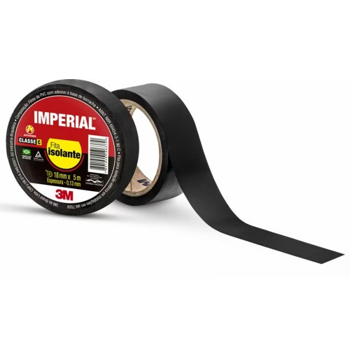 Fita isolante antichama 18 mm x 5 m preta - Imperial Fita isolante antichama 18 mm x 5 m preta - Imperial