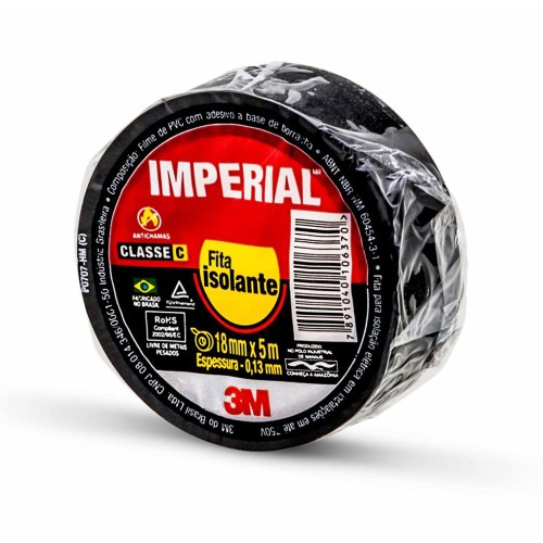 Fita isolante antichama 18 mm x 5 m preta - Imperial Fita isolante antichama 18 mm x 5 m preta - Imperial