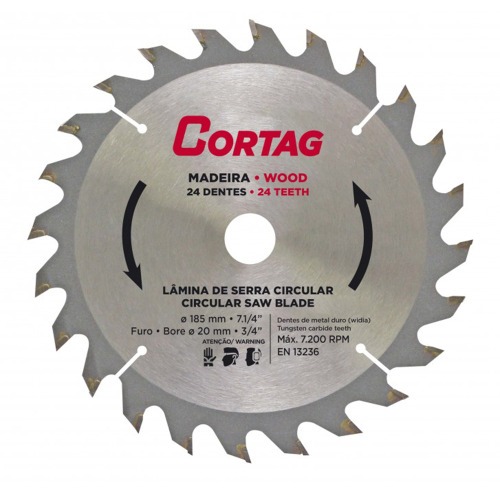 Lâmina de serra circular para madeira 185mm 24 dentes - 60753 Lâmina de serra circular para madeira 185mm 24 dentes - 60753