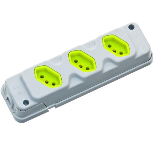 Tomada em barra para extensão com 3 tomadas 2P+T 20A cinza/verde - Robust Tomada em barra para extensão com 3 tomadas 2P+T 20A cinza/verde - Robust