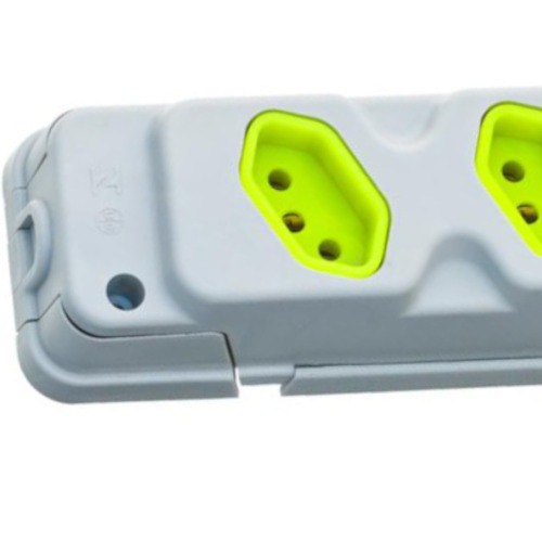 Tomada em barra para extensão com 3 tomadas 2P+T 20A cinza/verde - Robust Tomada em barra para extensão com 3 tomadas 2P+T 20A cinza/verde - Robust