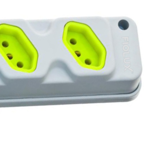 Tomada em barra para extensão com 3 tomadas 2P+T 20A cinza/verde - Robust Tomada em barra para extensão com 3 tomadas 2P+T 20A cinza/verde - Robust