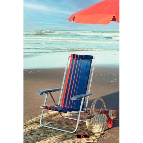 Kit Cadeira de praia reclin�vel 4 posi��es Bali + Carrinho Mesa CAR0649