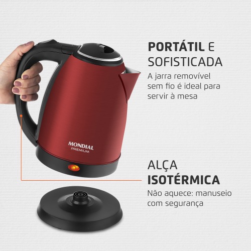 Chaleira elétrica 2 litros 1.200 watts vermelha Premium - CE-06-R 110V Chaleira elétrica 2 litros 1.200 watts vermelha Premium - CE-06-R 110V