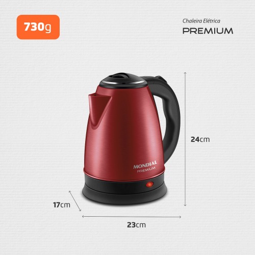 Chaleira elétrica 2 litros 1.200 watts vermelha Premium - CE-06-R 110V Chaleira elétrica 2 litros 1.200 watts vermelha Premium - CE-06-R 110V