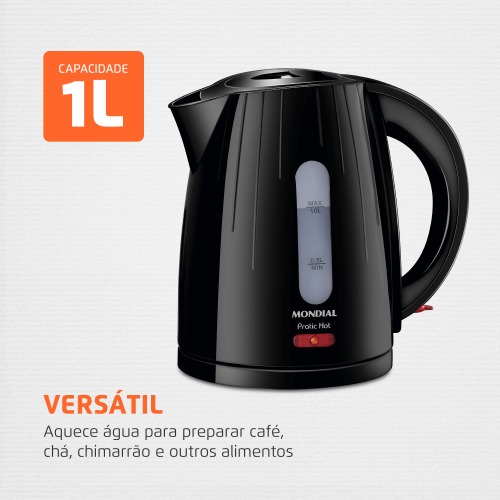 Chaleira elétrica 1 litro 1.200 watts Pratic Hot - CE-07 110V Chaleira elétrica 1 litro 1.200 watts Pratic Hot - CE-07 110V