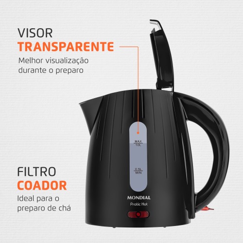 Chaleira elétrica 1 litro 1.200 watts Pratic Hot - CE-07 110V Chaleira elétrica 1 litro 1.200 watts Pratic Hot - CE-07 110V
