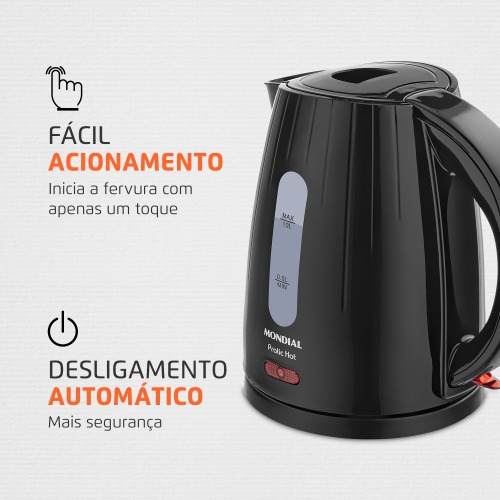 Chaleira elétrica 1 litro 1.200 watts Pratic Hot - CE-07 110V Chaleira elétrica 1 litro 1.200 watts Pratic Hot - CE-07 110V