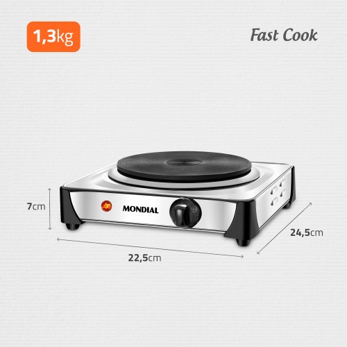 Fog�o el�trico de mesa 1 prato 1.000 watts - Fast Cook  110V