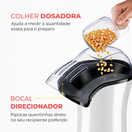 Pipoqueira elétrica com bico direcionador 1200 watts branco- PopFlix 110V Pipoqueira elétrica com bico direcionador 1200 watts branco- PopFlix 110V