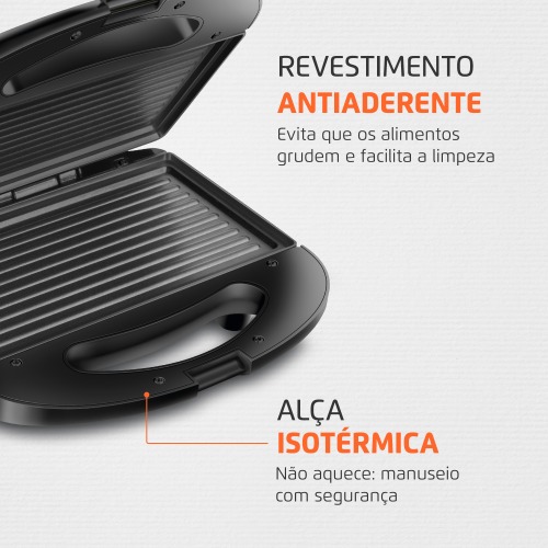 Sanduicheira Grill antiaderente 750 watts inox - S-20  110V