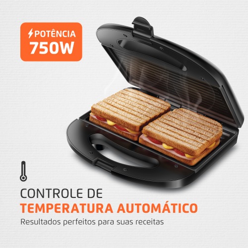 Sanduicheira Grill antiaderente 750 watts inox - S-20  110V