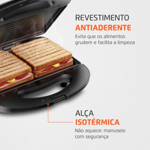 Sanduicheira Grill antiaderente 750 watts Pratic Grill - SN-01 220V Sanduicheira Grill antiaderente 750 watts Pratic Grill - SN-01 220V