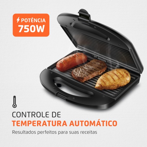 Sanduicheira Grill antiaderente 750 watts Pratic Grill - SN-01 220V Sanduicheira Grill antiaderente 750 watts Pratic Grill - SN-01 220V
