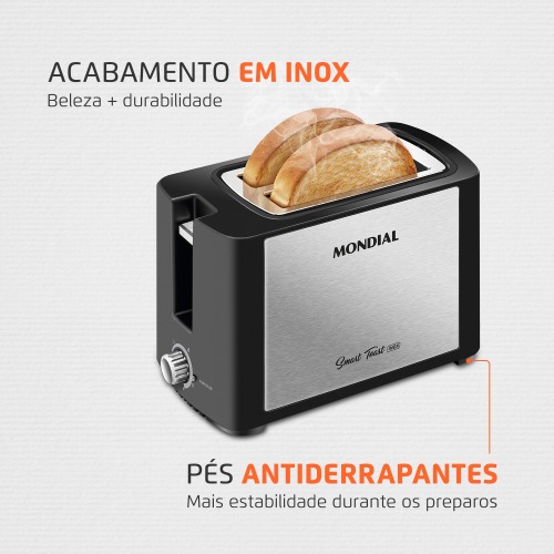 Torradeira de p�es 800 watts Smart Toast Inox - T-13  220V