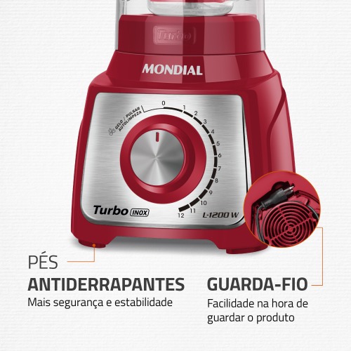 Liquidificador 12 velocidades 1200 watts Turbo Inox - L-1200RI  220V