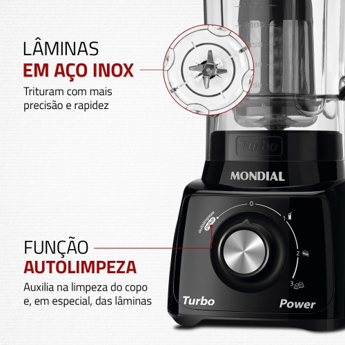 Liquidificador 3 velocidades Turbo Power preto - L-99FB  110V