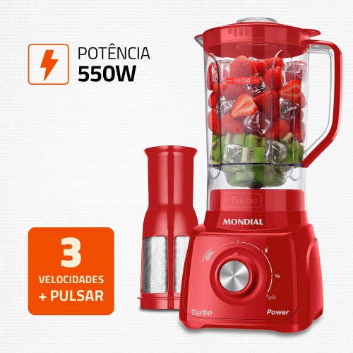 Liquidificador 3 velocidades 550W Power Turbo Power - L-99-FR 110V Liquidificador 3 velocidades 550W Power Turbo Power - L-99-FR 110V