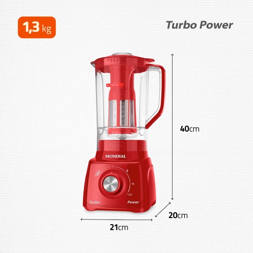 Liquidificador 3 velocidades 550W Power Turbo Power - L-99-FR 110V Liquidificador 3 velocidades 550W Power Turbo Power - L-99-FR 110V