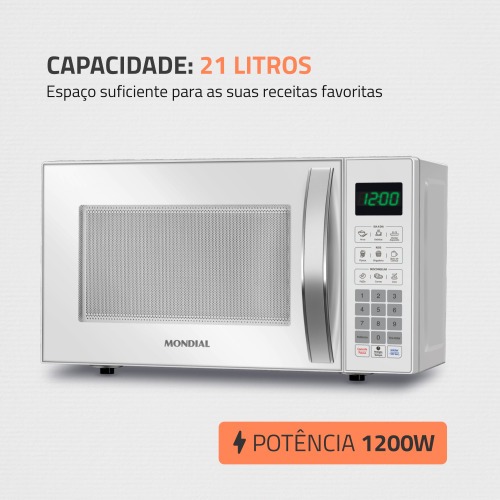 Micro-ondas 21 litros 1200W 10 níveis de potência - MO-01-21-W 110V Micro-ondas 21 litros 1200W 10 níveis de potência - MO-01-21-W 110V