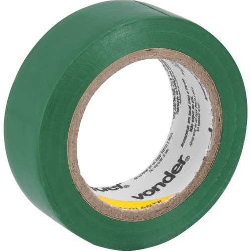 Fita isolante antichama 19 mm x 10 m verde com 10 peças Fita isolante antichama 19 mm x 10 m verde com 10 peças