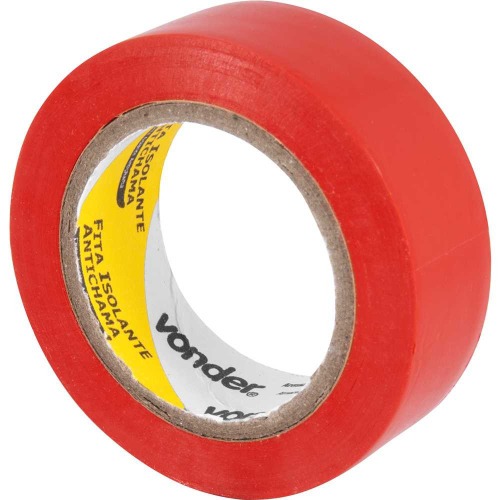 Fita isolante antichama 19 mm x 10 m vermelha com 10 peças Fita isolante antichama 19 mm x 10 m vermelha com 10 peças