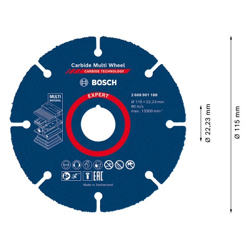 Disco de corte multi material em tungstênio 115 x 22,23 mm - Expert Carbide Multi Wheel Disco de corte multi material em tungstênio 115 x 22,23 mm - Expert Carbide Multi Wheel