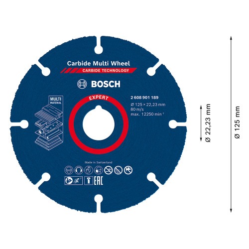 Disco de corte multi material em tungstênio 125 x 22,23 mm - Expert Carbide Multi Wheel Disco de corte multi material em tungstênio 125 x 22,23 mm - Expert Carbide Multi Wheel