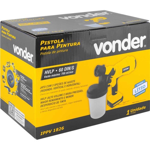 Pistola de pintura HVLP tipo suc��o a bateria 18V Sem bateria -  IPPV 1826