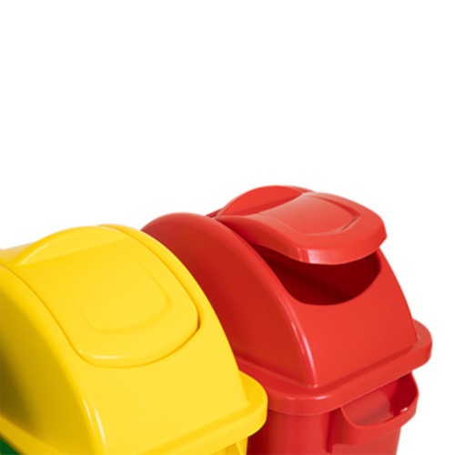 Kit com 4 lixeiras de 50L para coleta seletiva tampa transversal