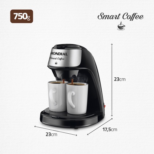 Cafeteira el�trica 2 x�caras preta Smart Coffee - C-42-2X-BI  220V