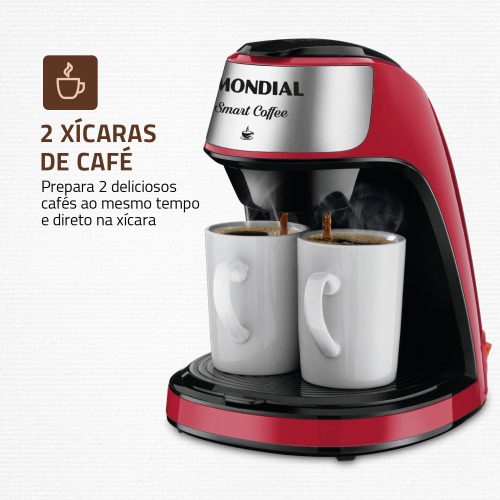 Cafeteira elétrica 2 xícaras vermelha Smart Coffee - C-42-2X-RI 110V Cafeteira elétrica 2 xícaras vermelha Smart Coffee - C-42-2X-RI 110V
