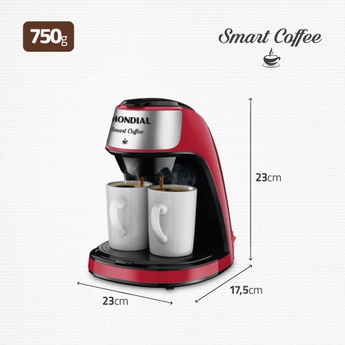 Cafeteira elétrica 2 xícaras vermelha Smart Coffee - C-42-2X-RI 110V Cafeteira elétrica 2 xícaras vermelha Smart Coffee - C-42-2X-RI 110V
