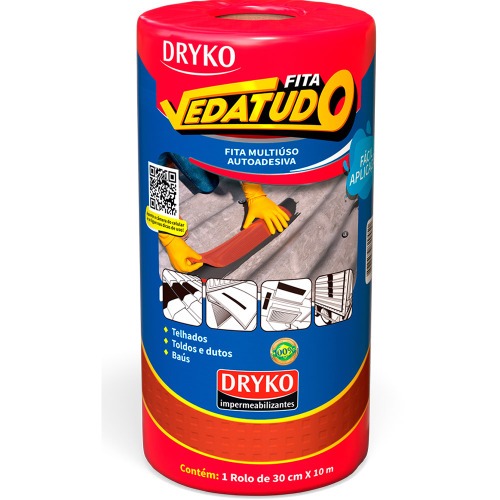 Fita manta asfáltica telhado terracota auto adesiva 30 cm x 10 m - Vedatudo Fita manta asfáltica telhado terracota auto adesiva 30 cm x 10 m - Vedatudo