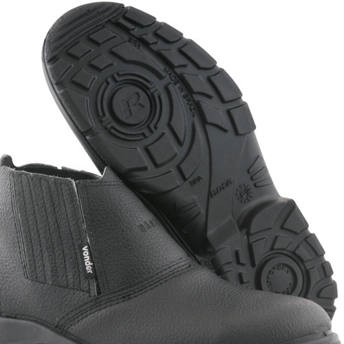 Botina bidensidade couro de raspa com elástico biqueira aço Botina bidensidade couro de raspa com elástico biqueira aço