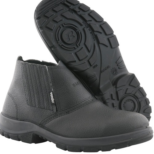 Botina bidensidade couro de raspa com elástico biqueira aço Botina bidensidade couro de raspa com elástico biqueira aço