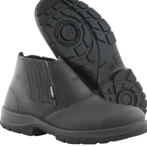 Botina bidensidade couro de raspa com elástico biqueira aço Botina bidensidade couro de raspa com elástico biqueira aço