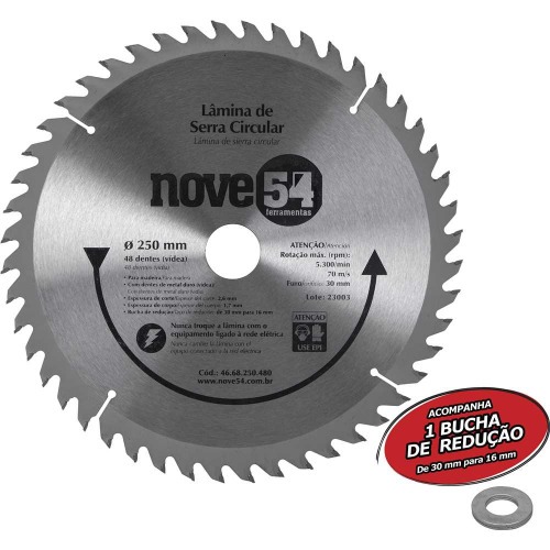 Disco de serra para madeira 250 x 30 mm 48 dentes Disco de serra para madeira 250 x 30 mm 48 dentes