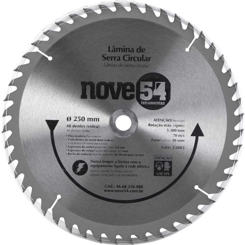 Disco de serra para madeira 250 x 30 mm 48 dentes Disco de serra para madeira 250 x 30 mm 48 dentes
