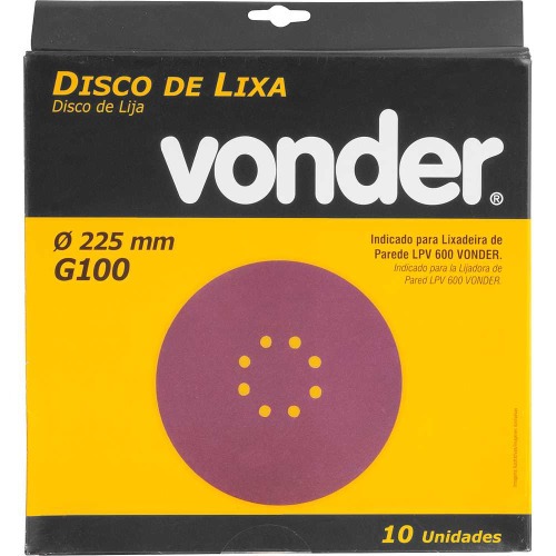 Disco de lixa com 225 mm grão 100 com 10 peças Disco de lixa com 225 mm grão 100 com 10 peças