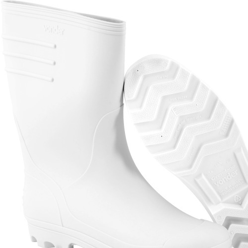 Bota de PVC branca cano m�dio com forro  
