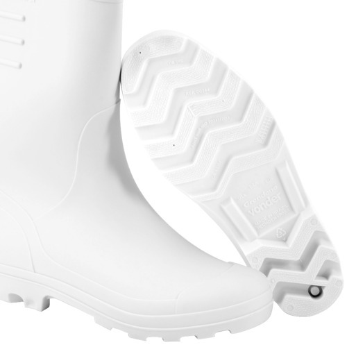 Bota de PVC branca cano m�dio sem forro  
